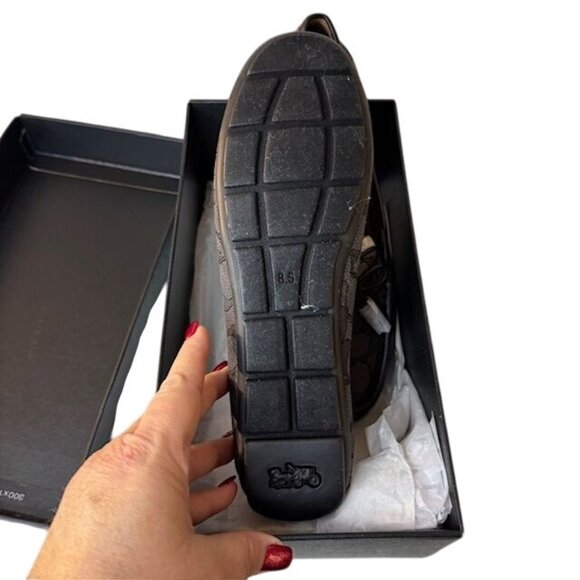 Coach Womens Signature Canvas Loafers Size 8.5 Black & Gray Slip-On Shoes - Picture 4 of 7